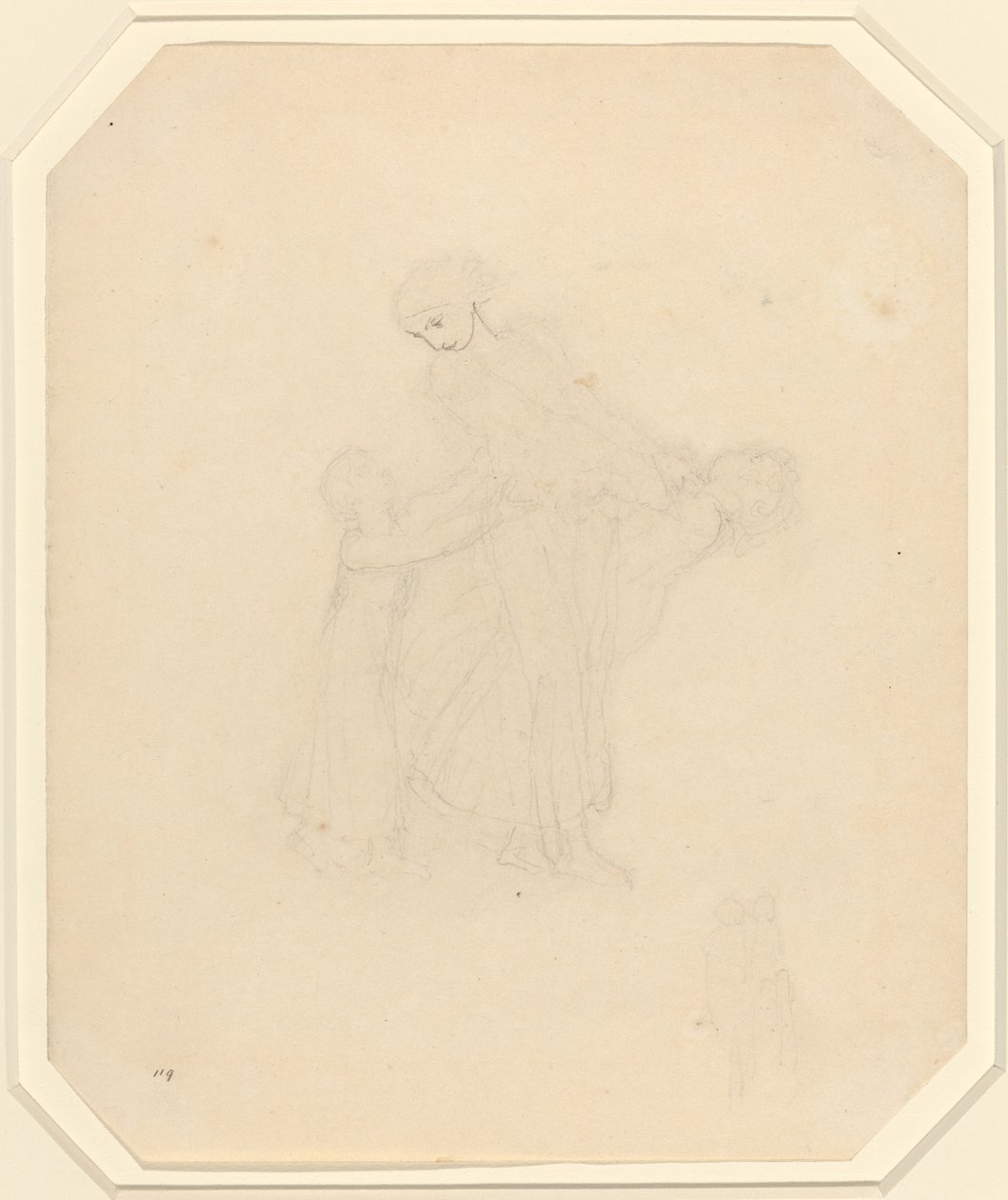 Volwassene en twee kinderen door John Flaxman