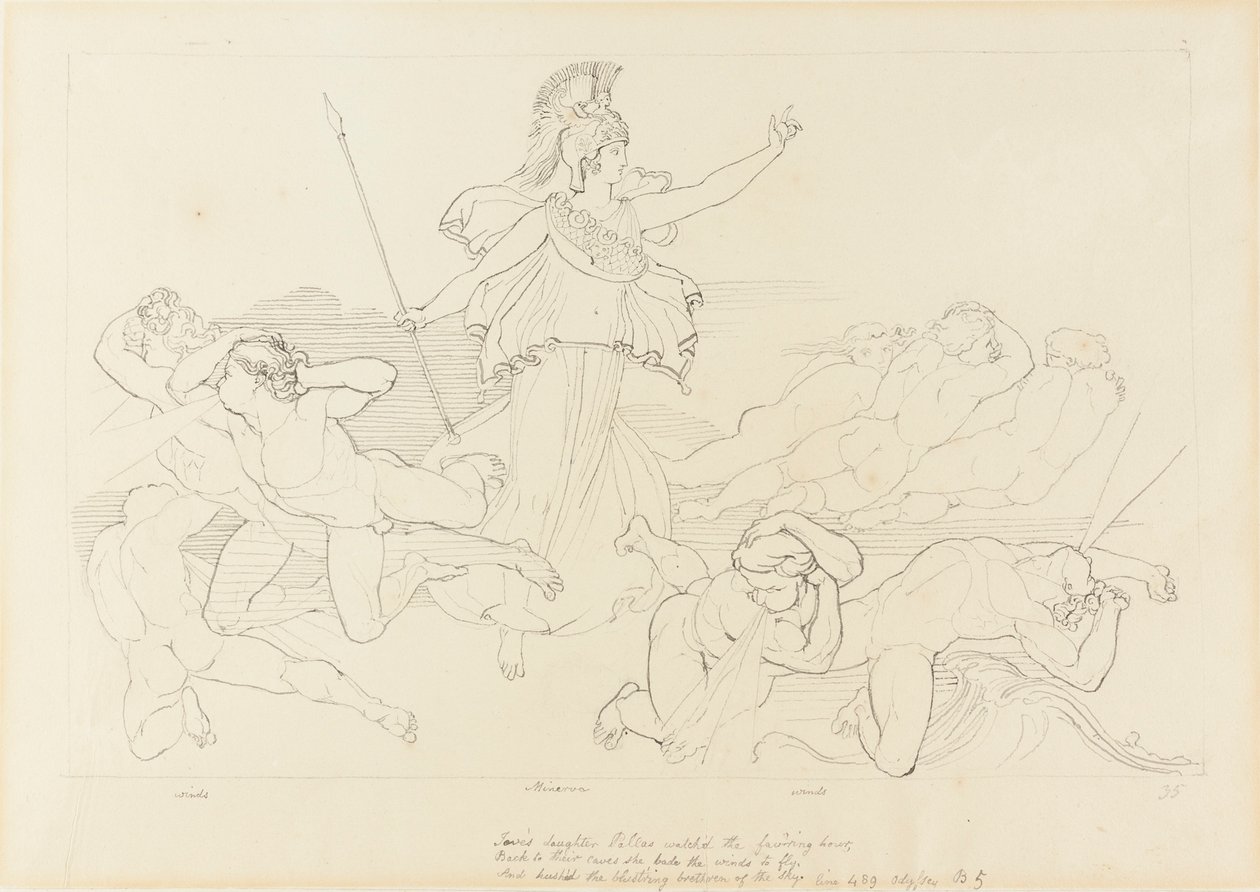 Athena en de winden door John Flaxman