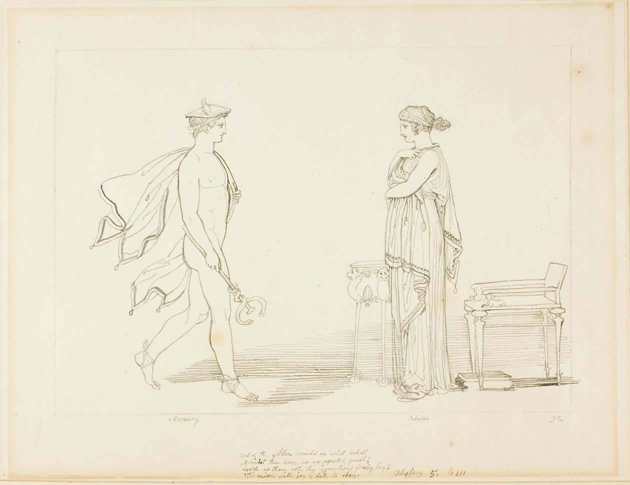 Mercurius en Calypso door John Flaxman