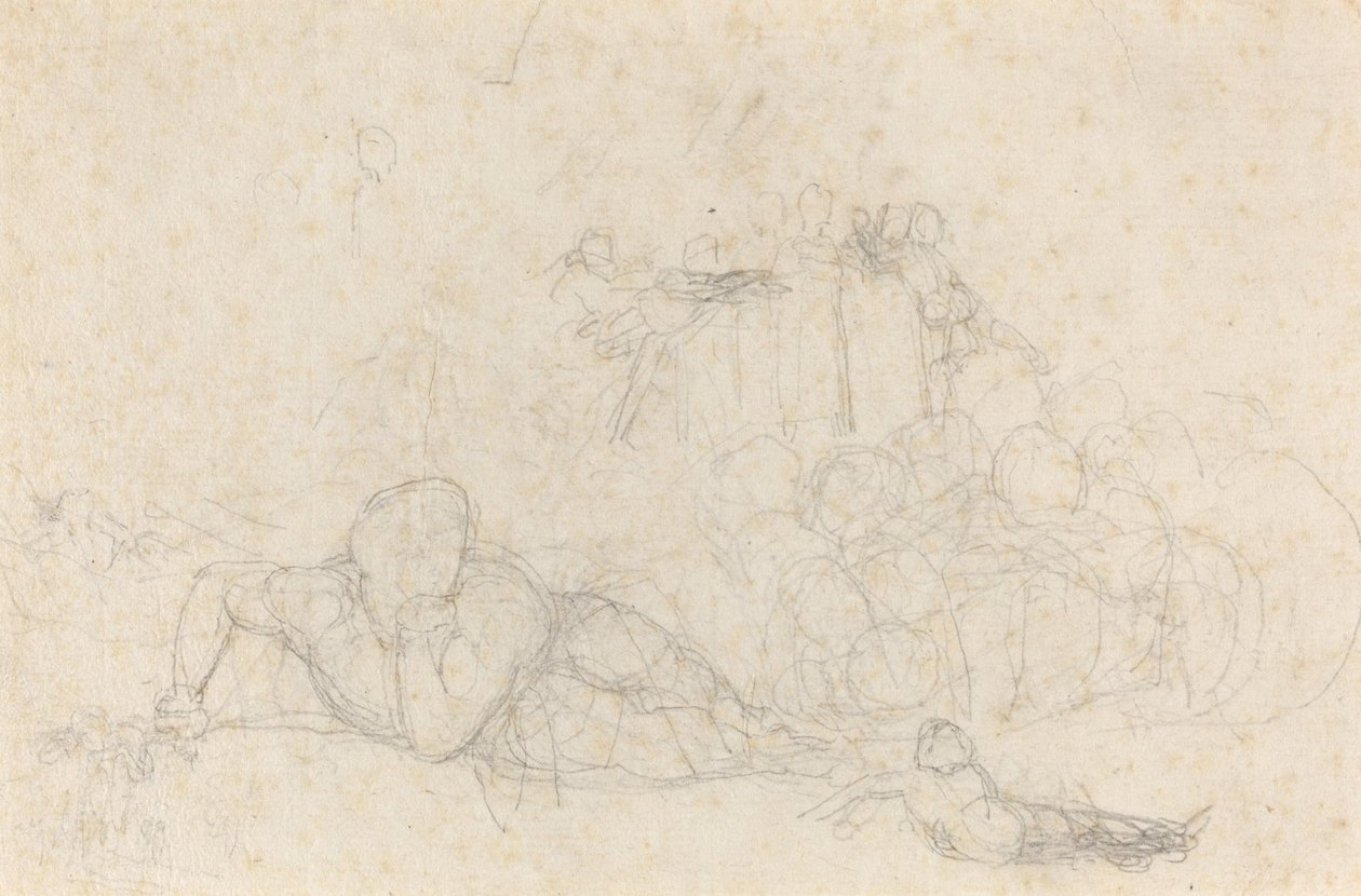 Blad met studies door John Flaxman