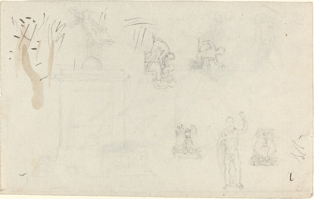 Blad met studies door John Flaxman
