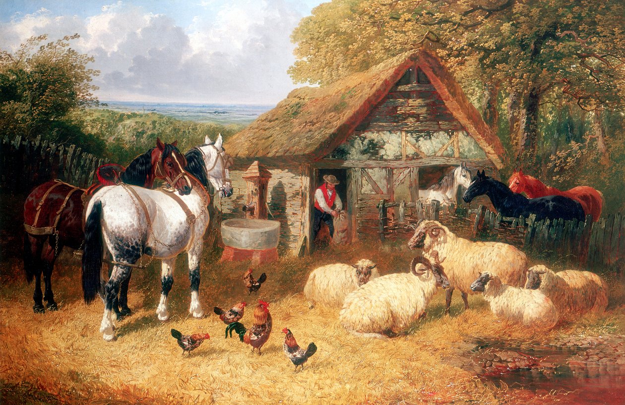 Boerenerf scène, ca. 1840-ca. 1900 door John Frederick Herring II