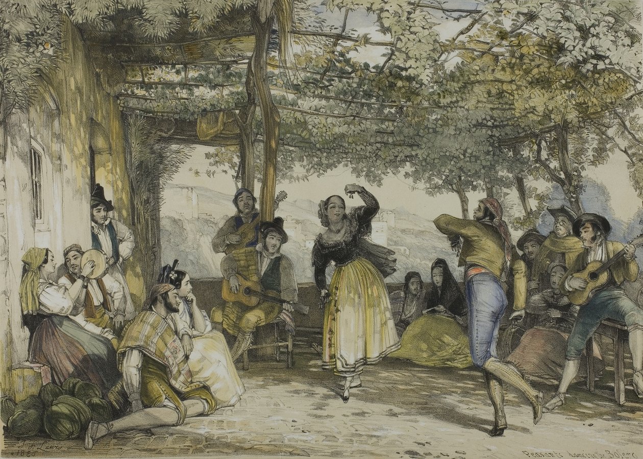 Spaanse Boeren die de Bolero Dansen door John Frederick Lewis