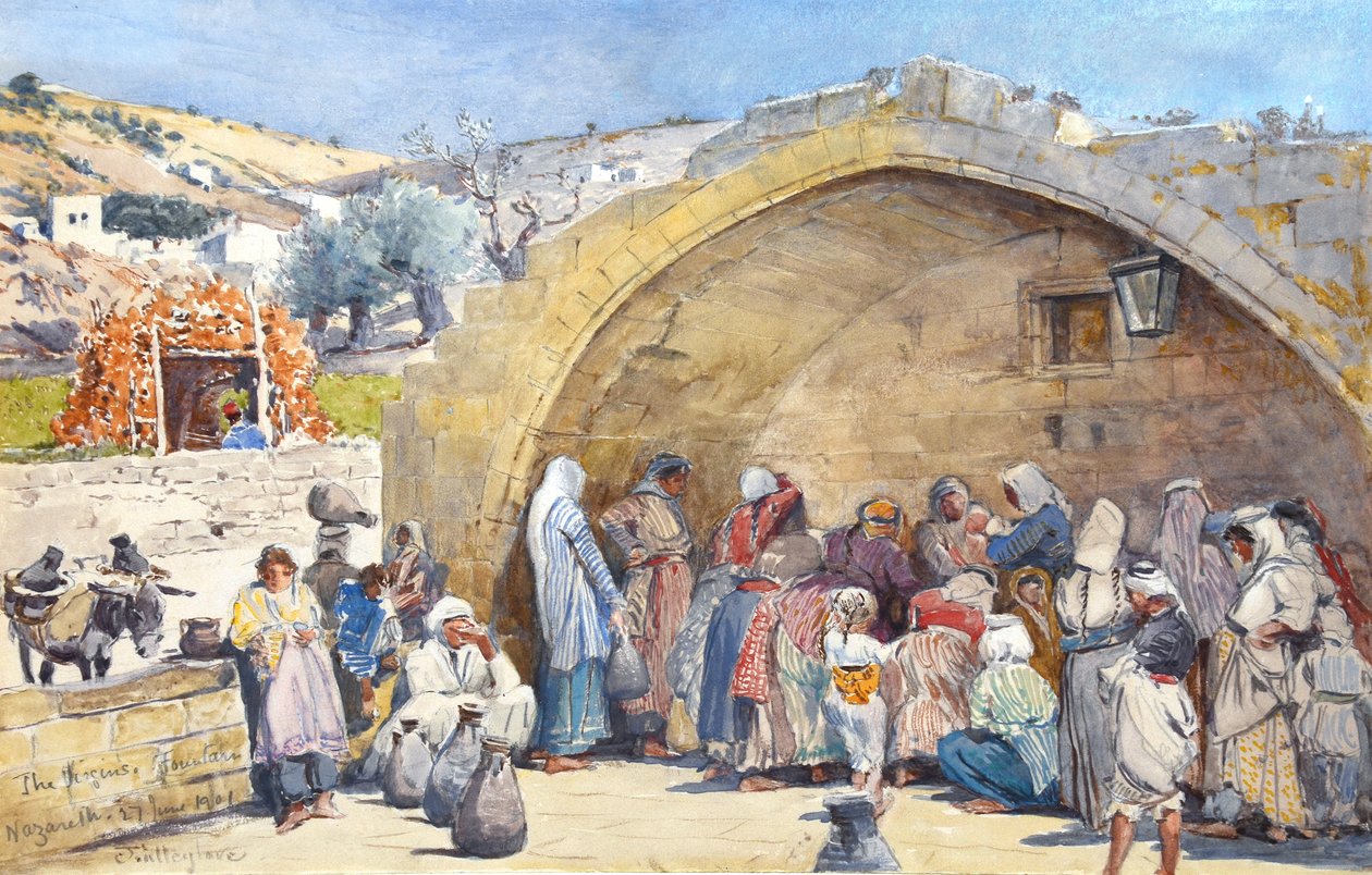 De Fontein van de Maagd in Nazareth door John Fulleylove