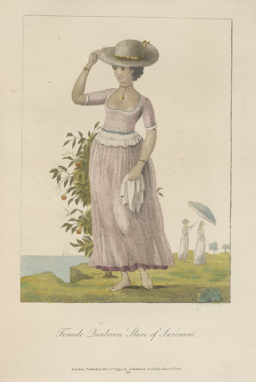 Vrouwelijke quadroonslavin van Suriname door John Gabriel Stedman