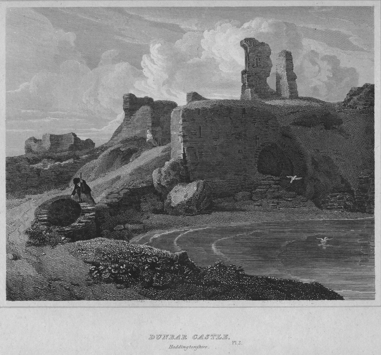Kasteel Dunbar, Haddingtonshire, 1814 door John Greig