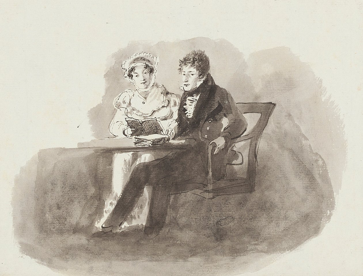 Man en vrouw die lezen door John Harden