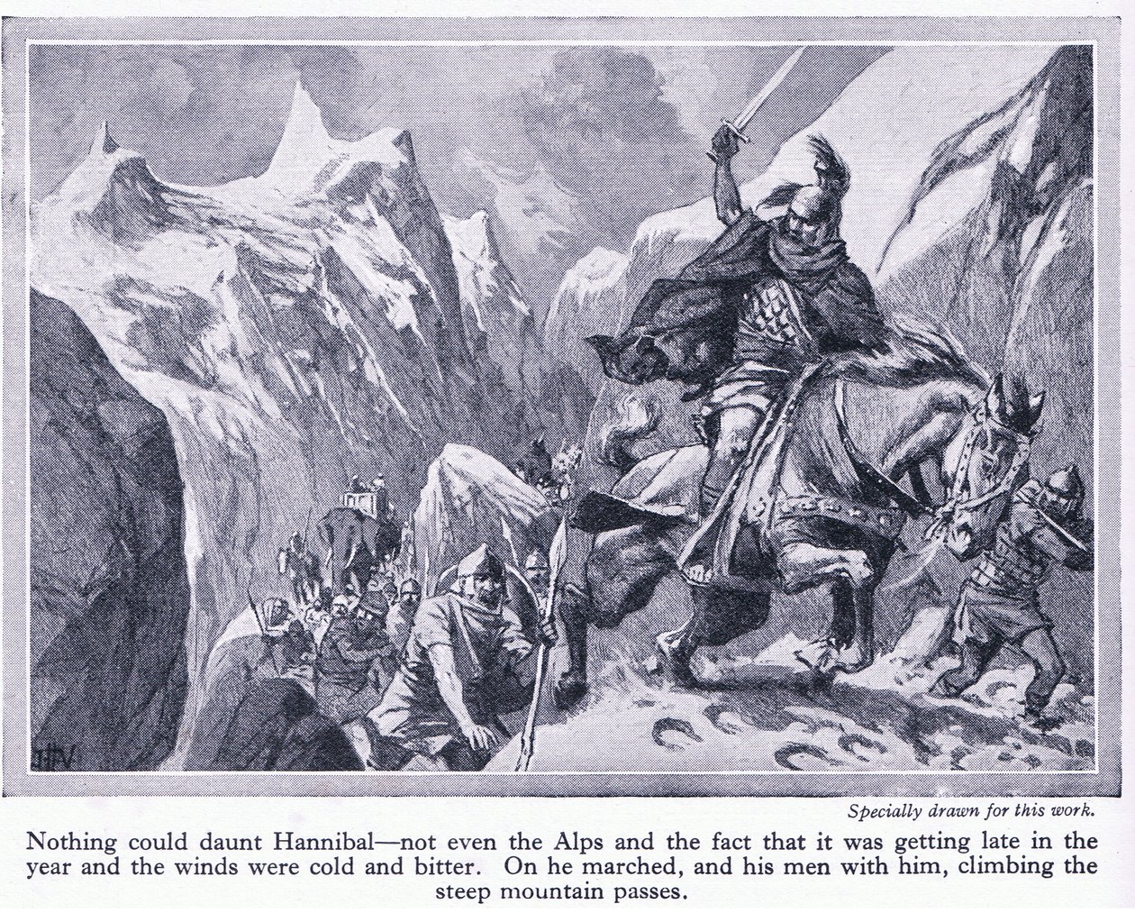 Hoe Hannibal de Alpen Overstak, c.1950 door John Harris Valda