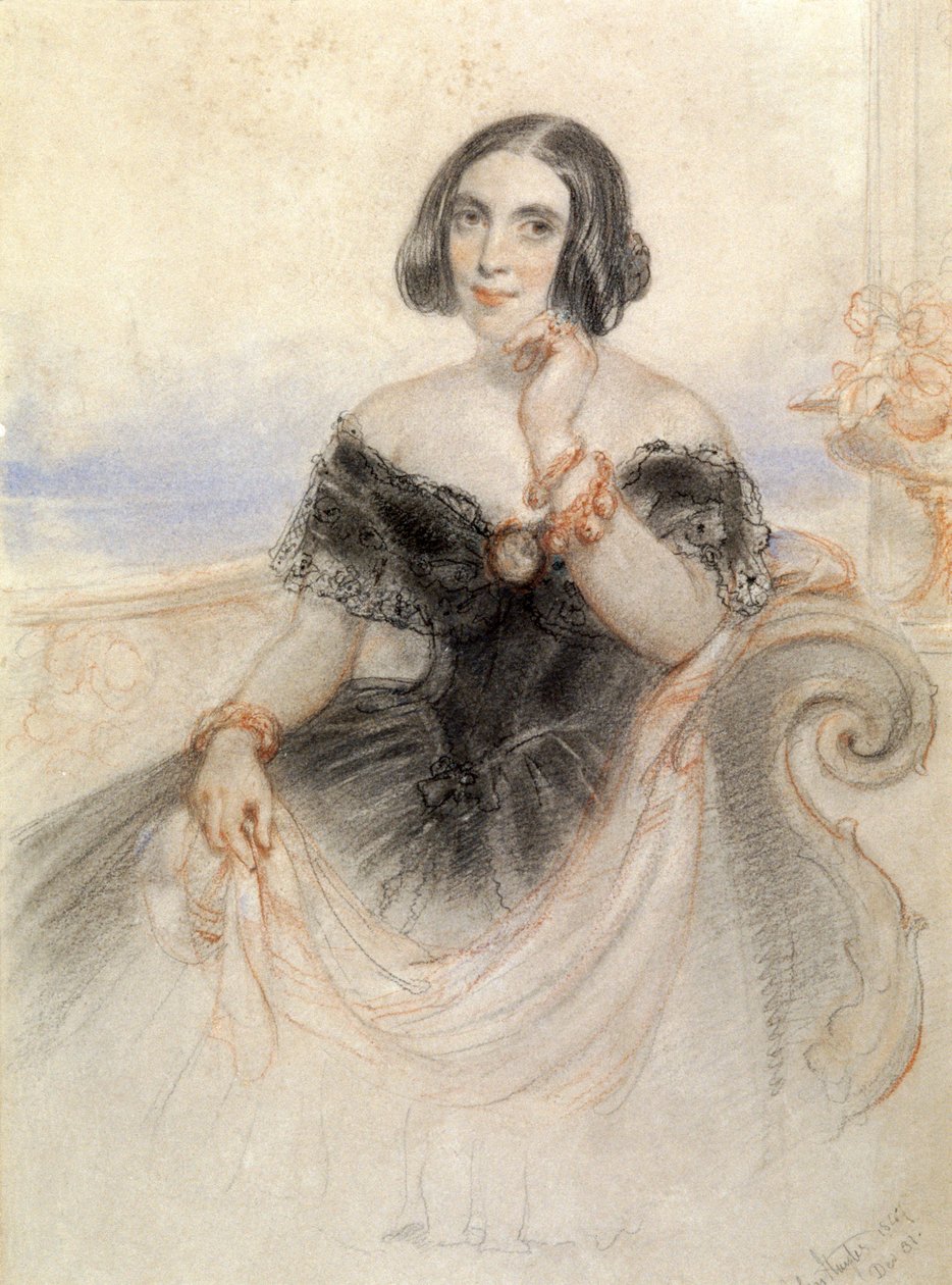 Dame in een zwarte jurk, 1847 door John Hayter