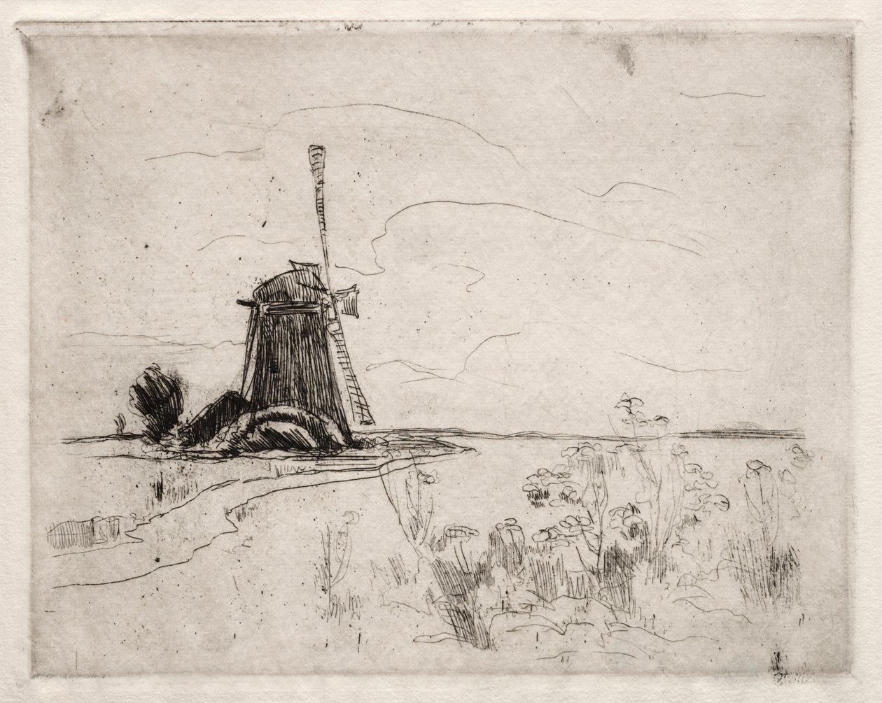 Molen en onkruid, Nederland door John Henry Twachtman