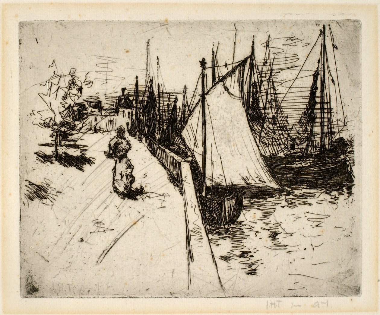 Vrouw op de kade, Honfleur door John Henry Twachtman