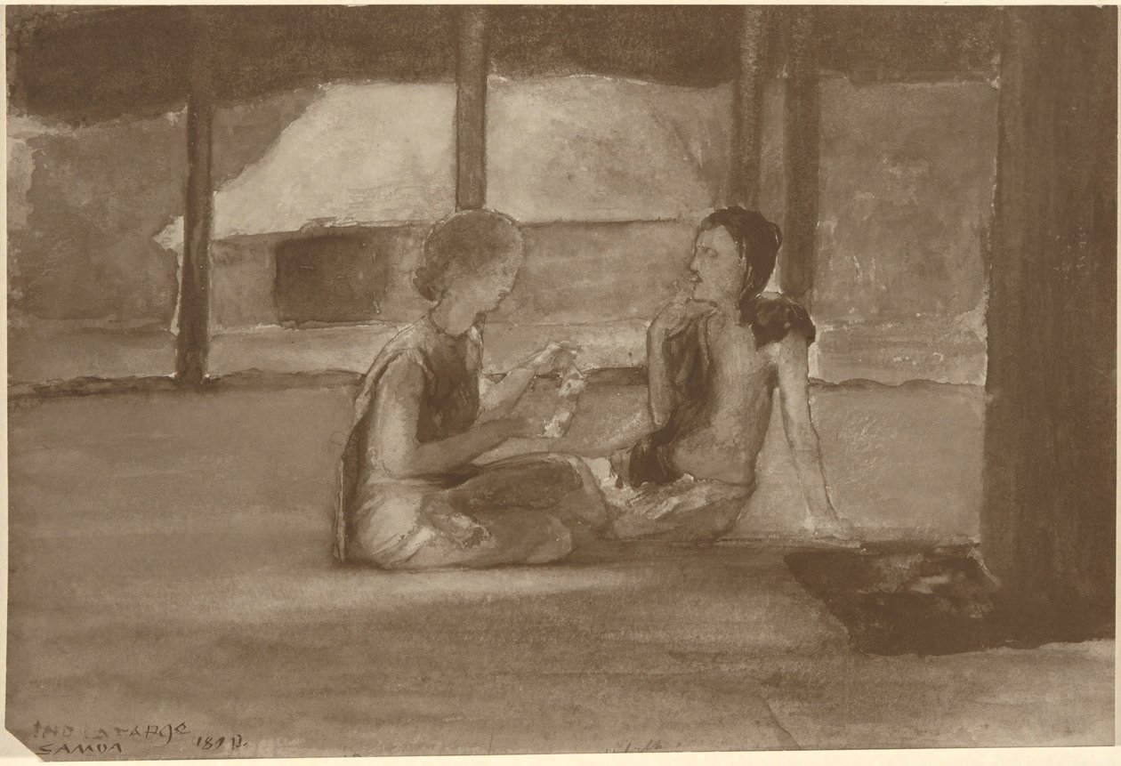 Meisjes in een Samoaanse hut door John La Farge