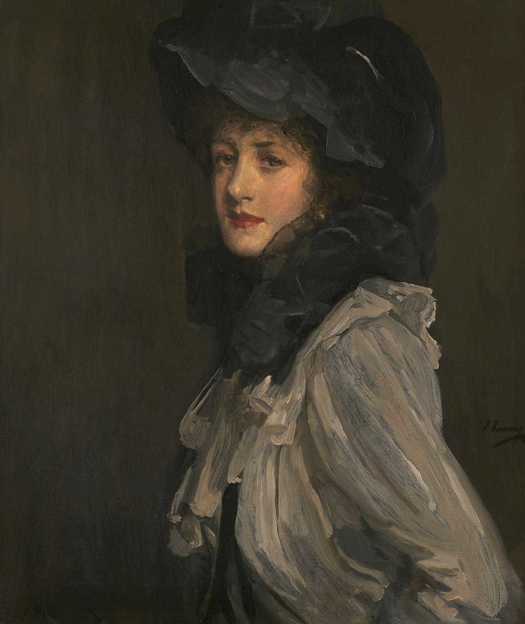 Dame in grijs en zwart door John Lavery