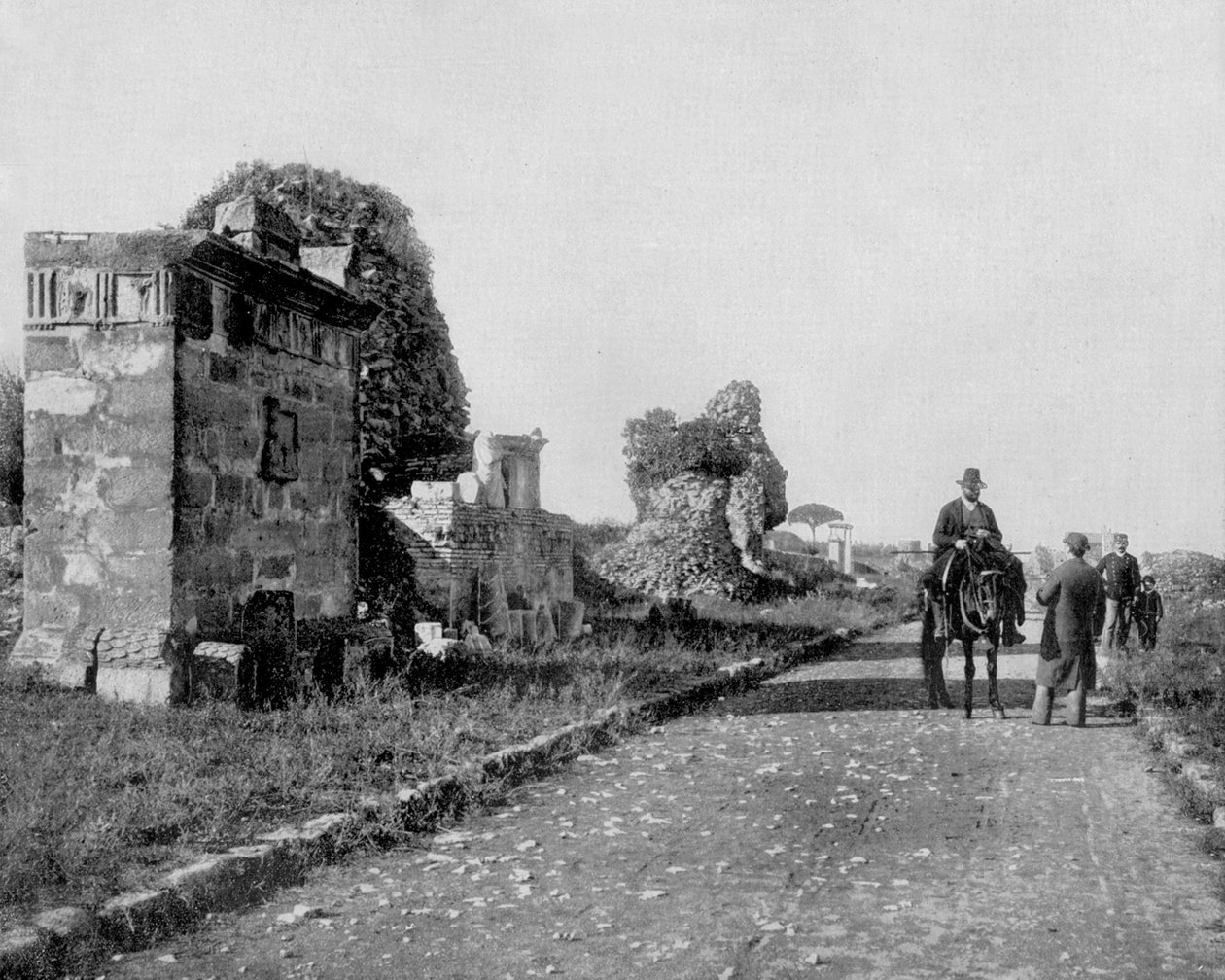 Via Appia in Rome (zwart-wit foto) door John Lawson Stoddard