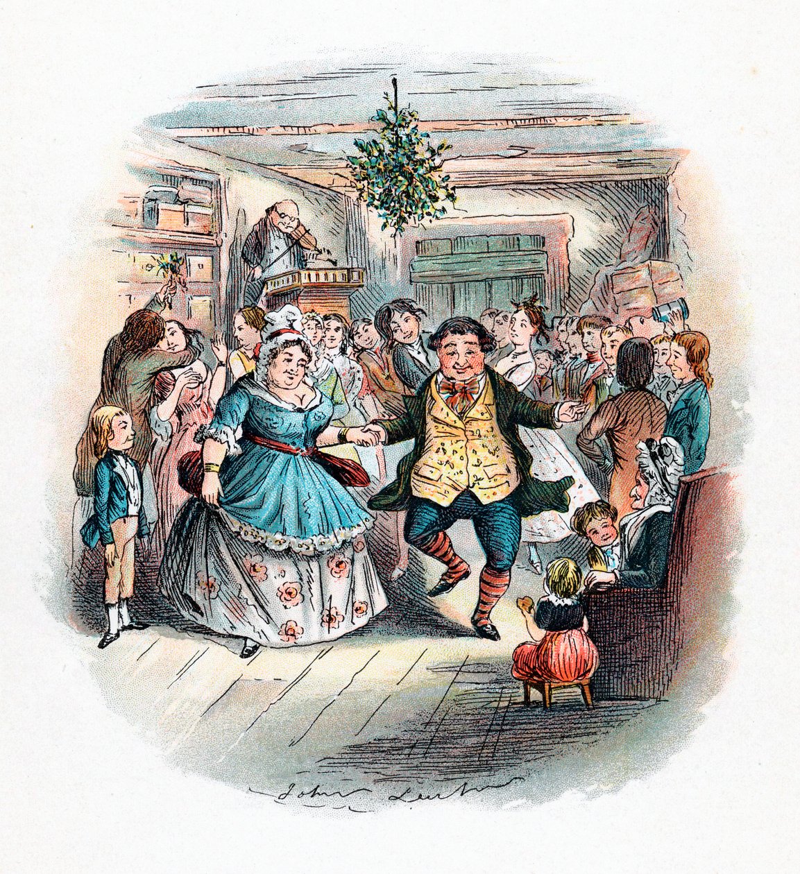 Een Kerstlied: Het Bal van Mr. Fezziwig, 1843 door John Leech