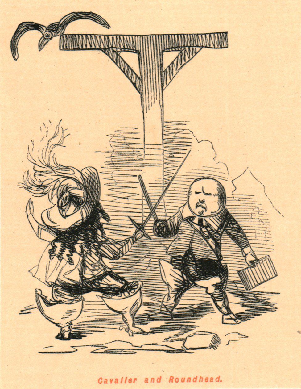 Cavalier en Roundhead, 1897 door John Leech