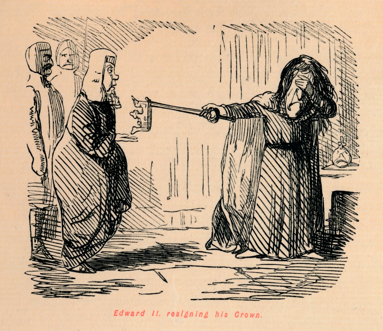 Edward II doet afstand van zijn kroon, c1860 door John Leech