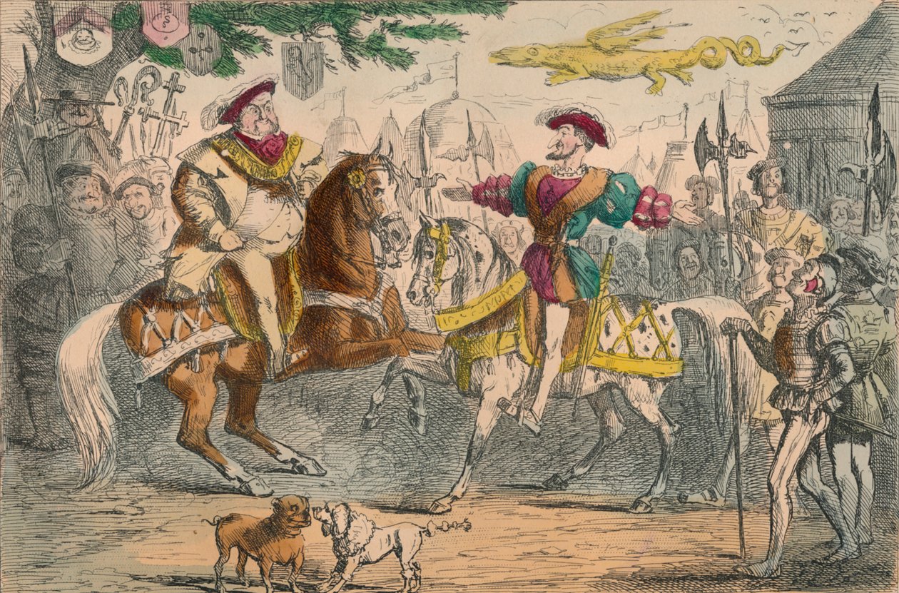 Hendrik VIII, ontmoeting met Frans I, 1850 door John Leech