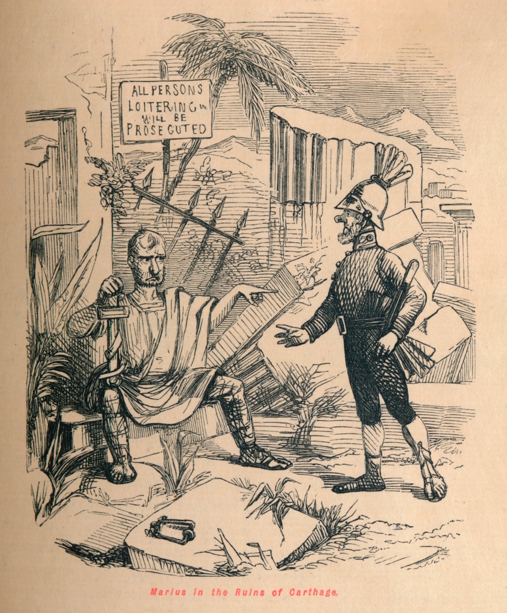 Marius in de Ruïnes van Carthago, 1852 door John Leech