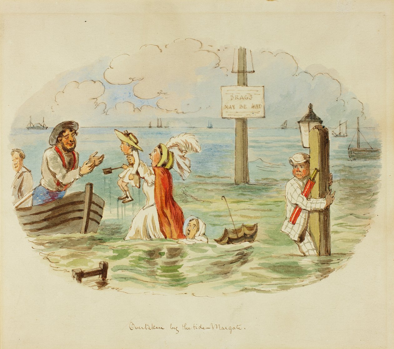 Ingehaald door het Getij - Margate door John Leech