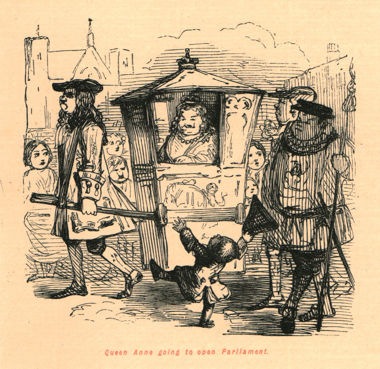 Koningin Anne gaat het Parlement openen, 1897 door John Leech