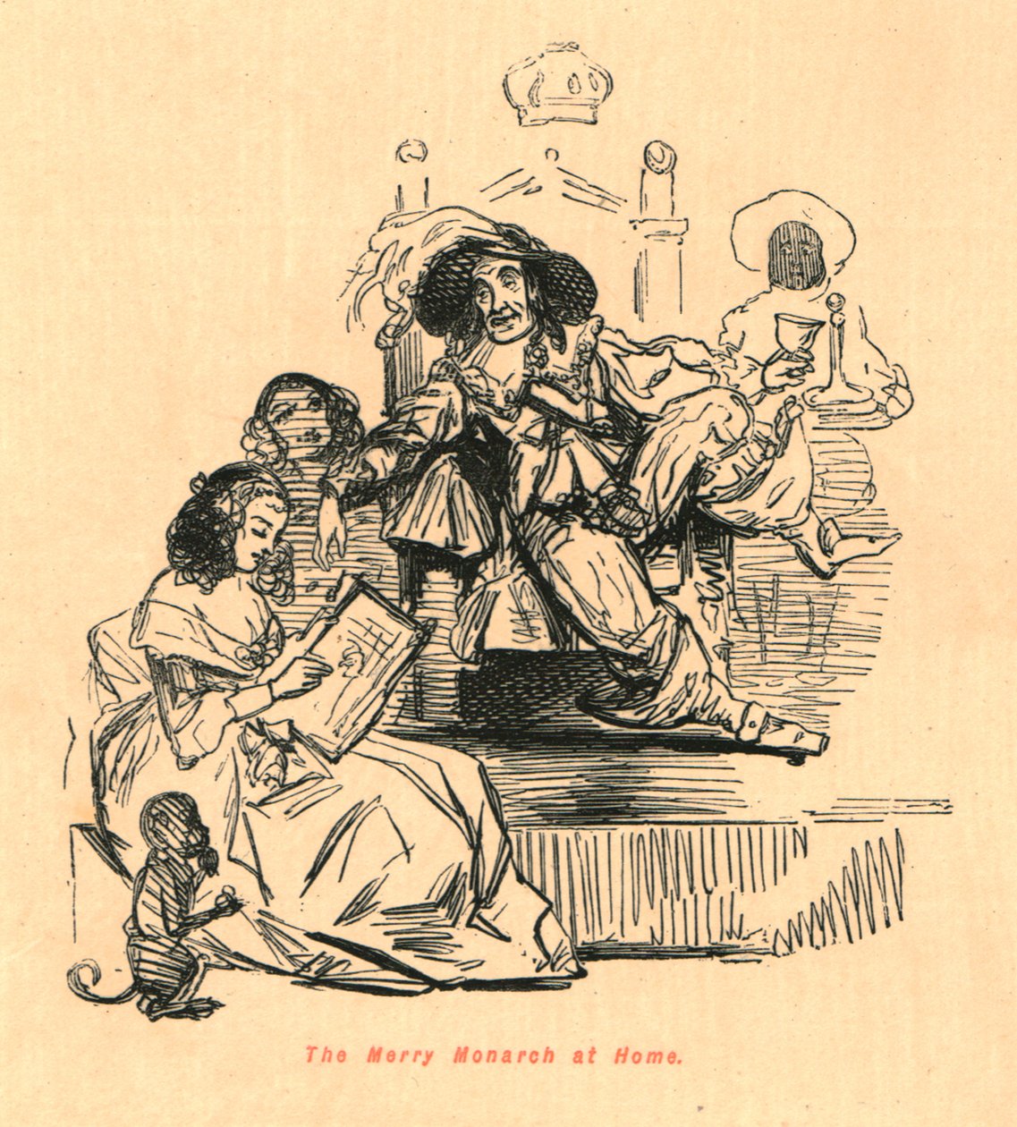 De vrolijke monarch thuis, 1897 door John Leech