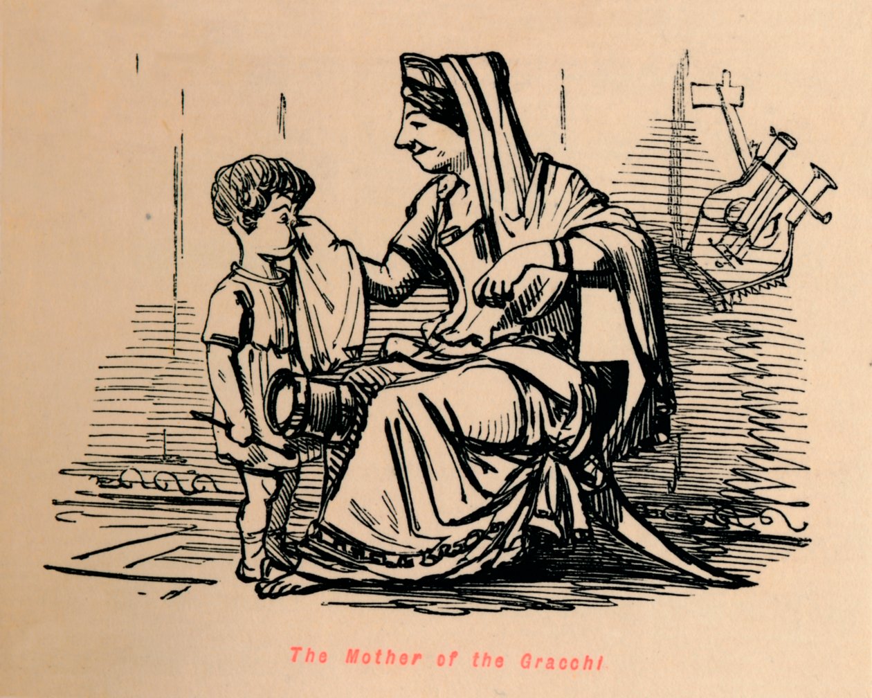 De moeder van de Gracchi, 1852 door John Leech