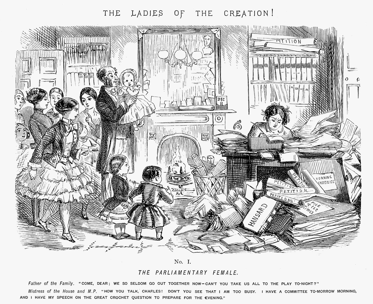 De Parlementaire Vrouw, 1850 door John Leech