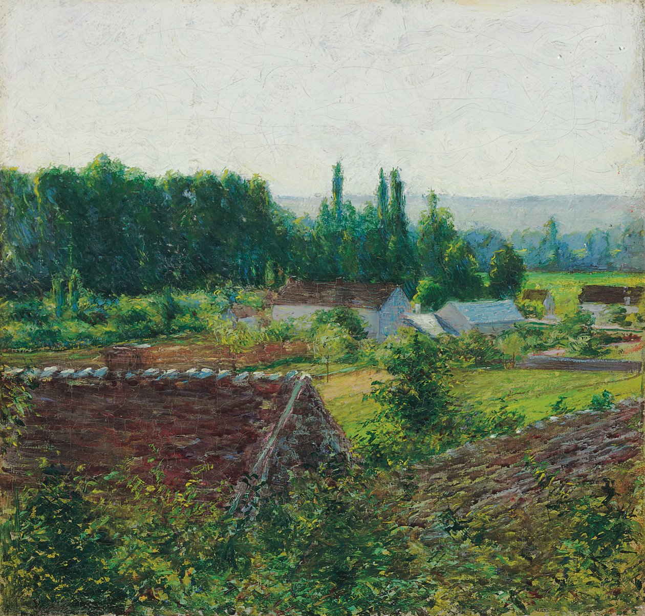 Boerderijen in Giverny, ca. 1890 door John Leslie Breck