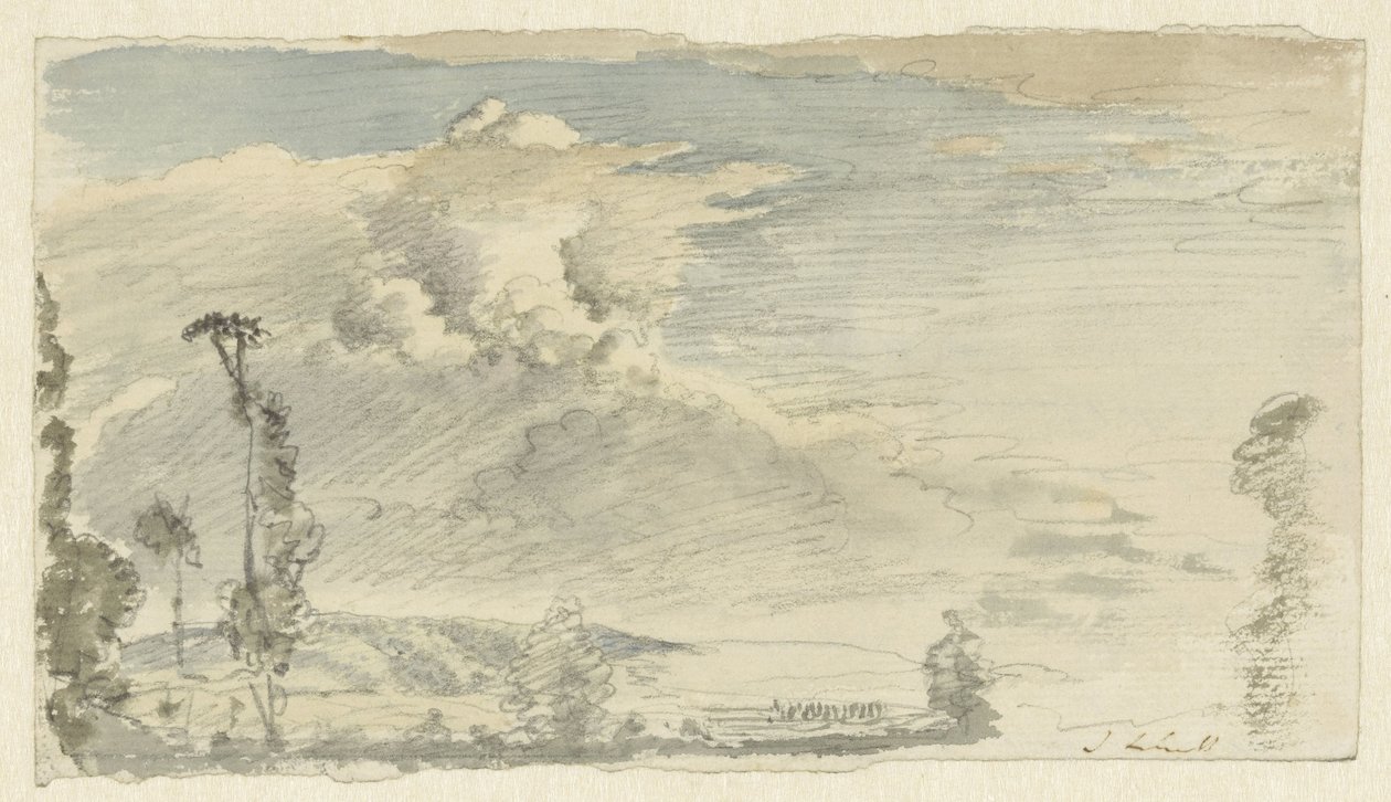 Wolkenlucht boven een heuvellandschap door John Linnell (II)