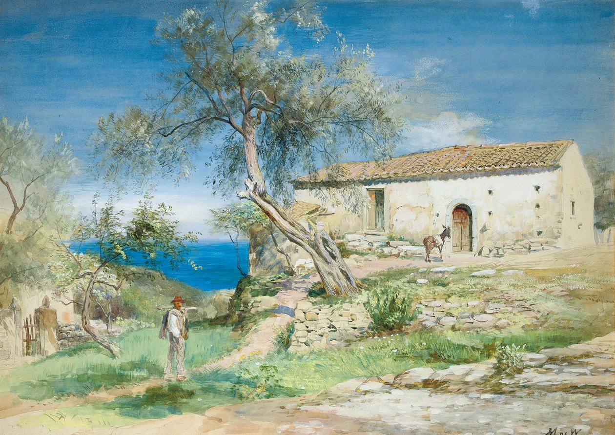 Een villa in Taormina, Sicilië door John MacWhirter