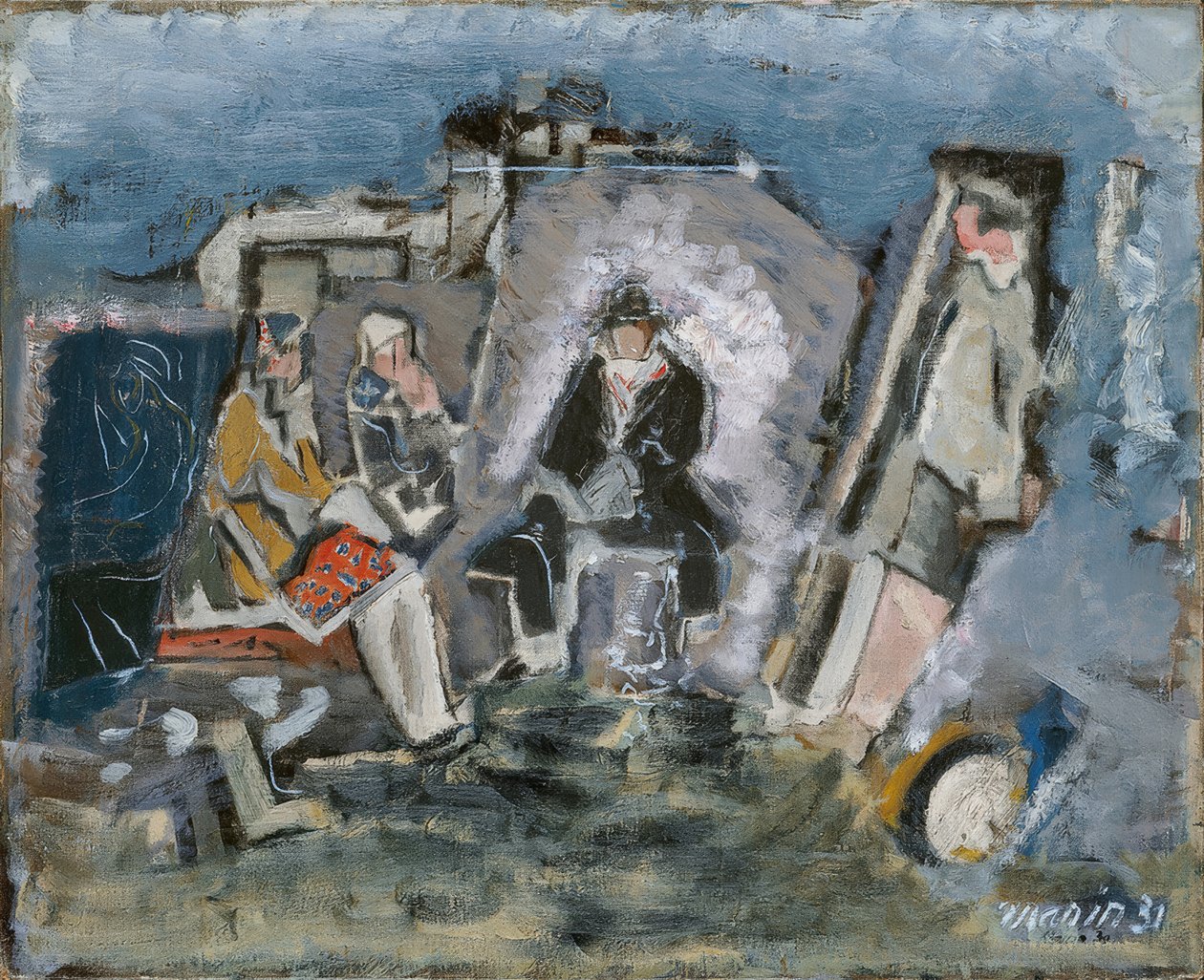 Personages in de wachtkamer door John Marin