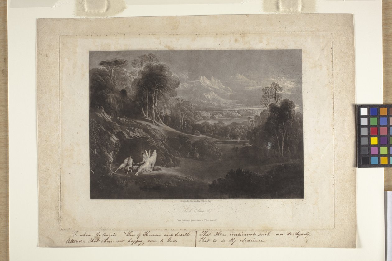 Rafaël in gesprek met Adam en Eva (mezzotint) door John Marin