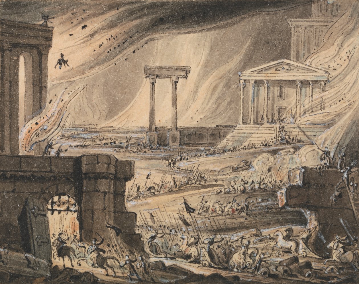 Val van een Stad door John Martin