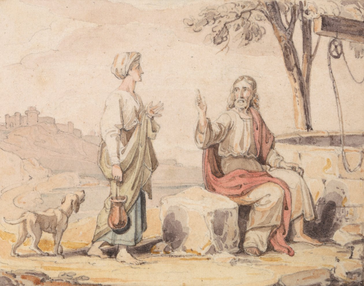 De vrouw bij de bron door John Martin