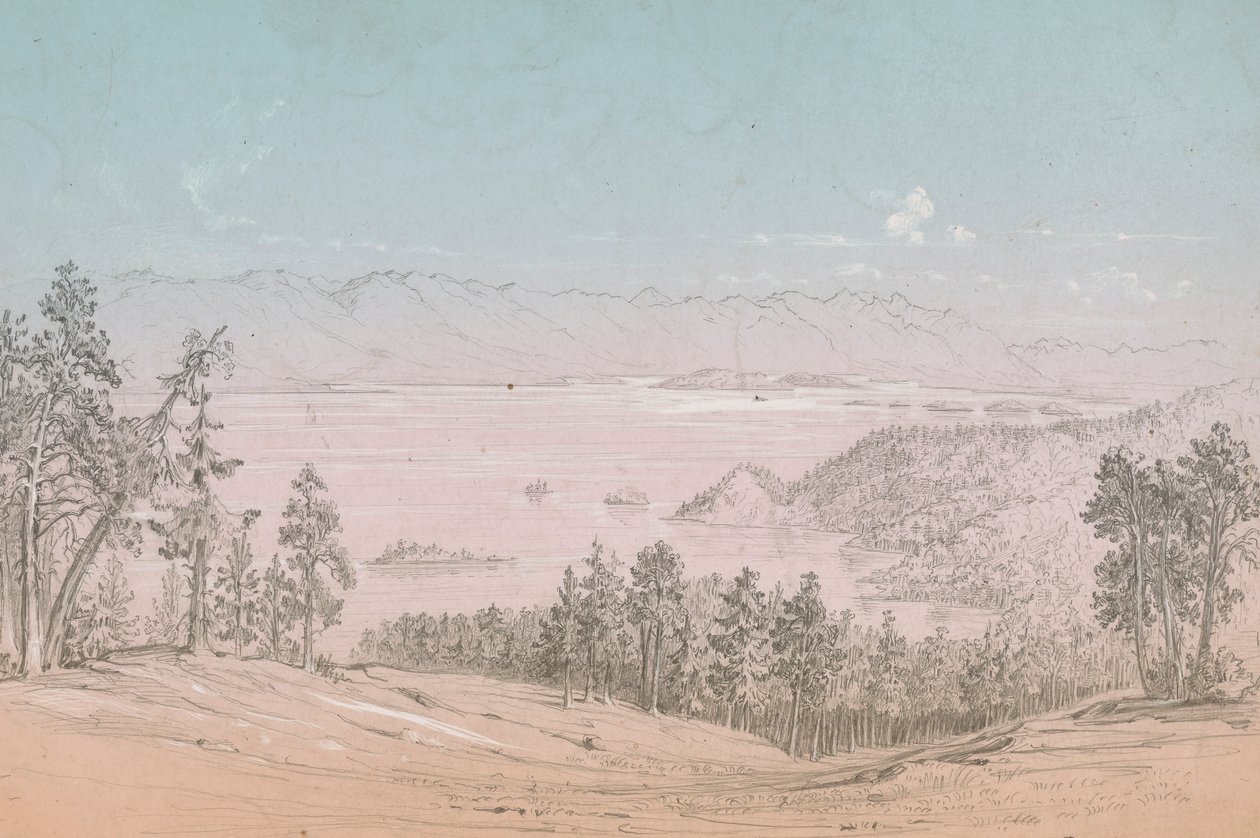 Flathead Lake, naar het zuiden kijkend door John Mix Stanley