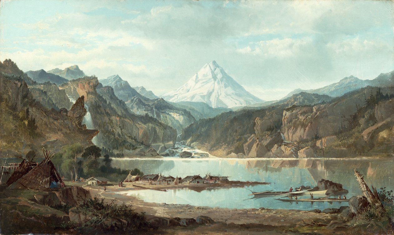 Berglandschap met indianen, 1870-75 door John Mix Stanley