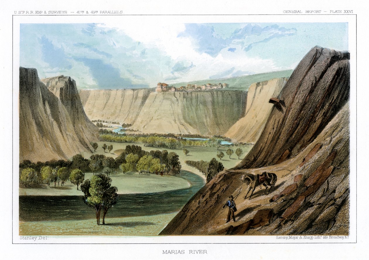 De Marias Rivier, Montana, VS door John Mix Stanley