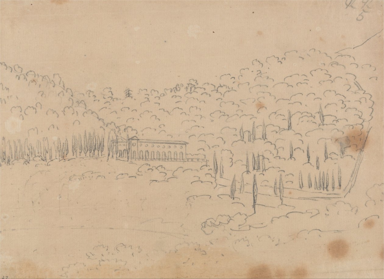 Uitzicht op een villa door John Robert Cozens