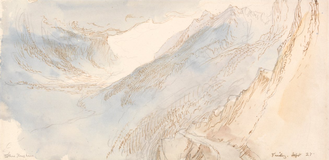 Bergachtig landschap door John Ruskin