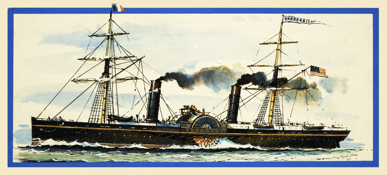 Het Amerikaanse raderstoomschip Vanderbilt door John S. Smith