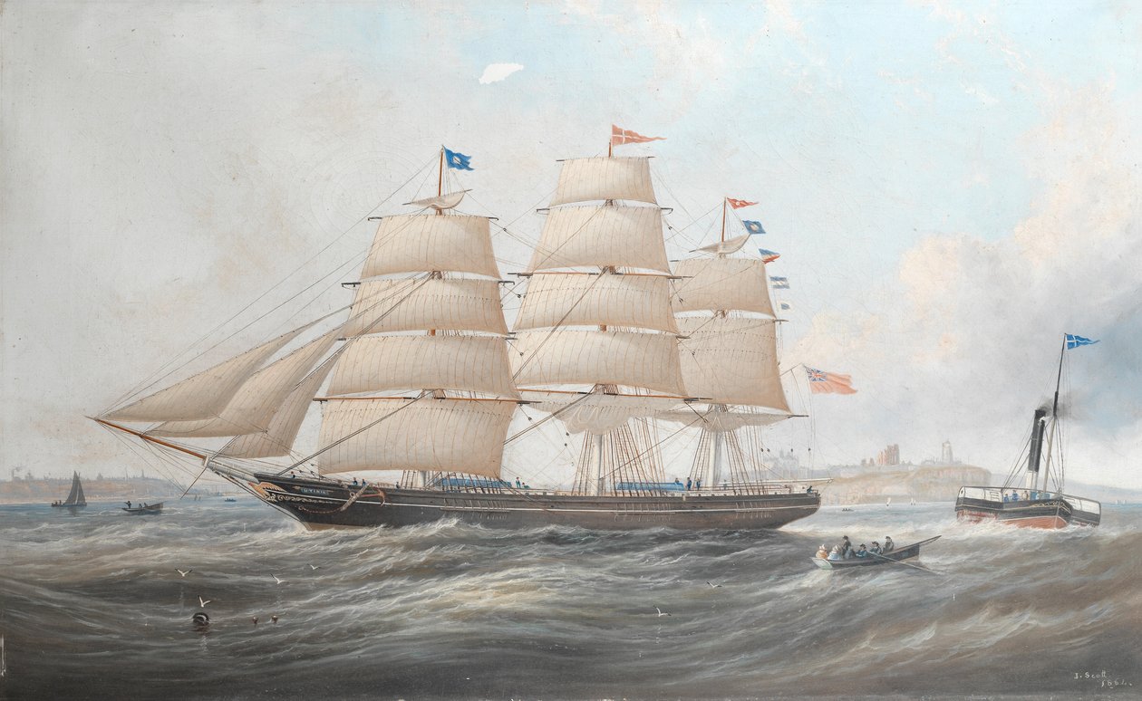 Het schip Utinia bij Tynemouth door John Scott