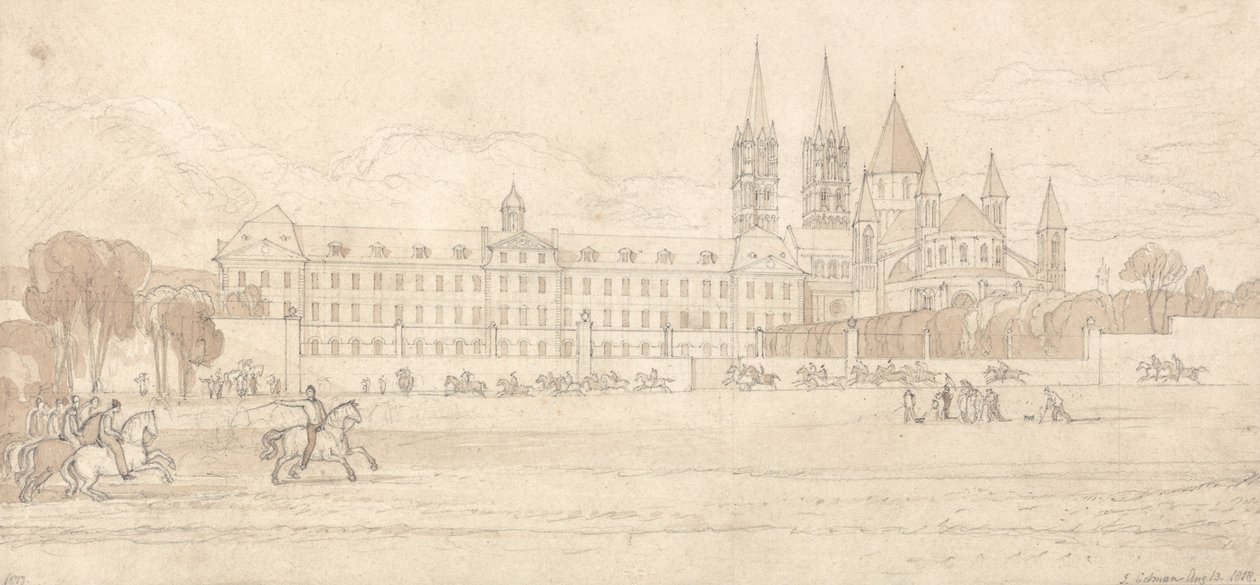 Abbaye aux hommes, Caen door John Sell Cotman