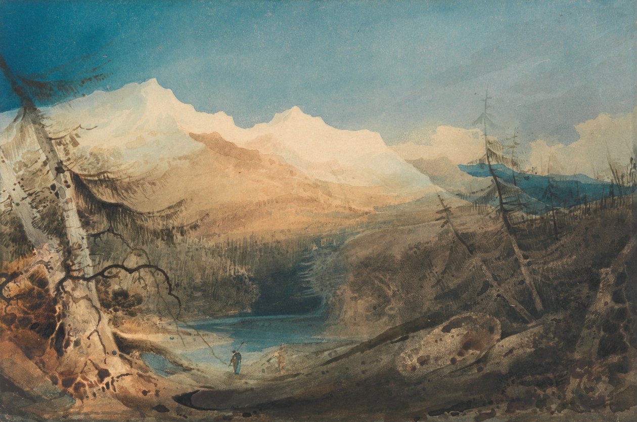 Bergachtig landschap, Noord-Wales door John Sell Cotman