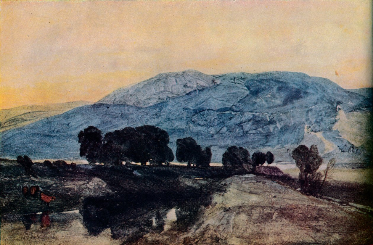 Rotsachtig landschap, zonsondergang, 19e eeuw door John Sell Cotman