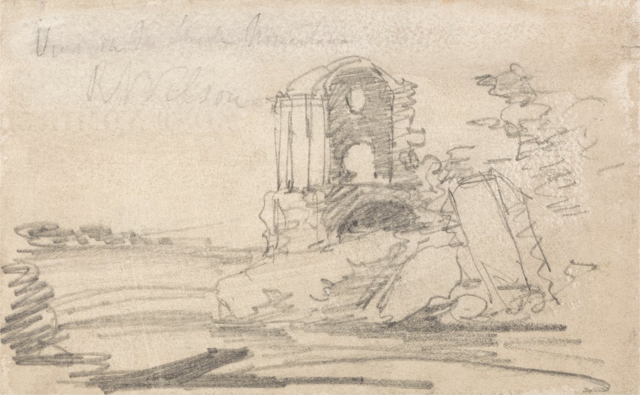 Vernietigde tempel na Richard Wilson door John Sell Cotman