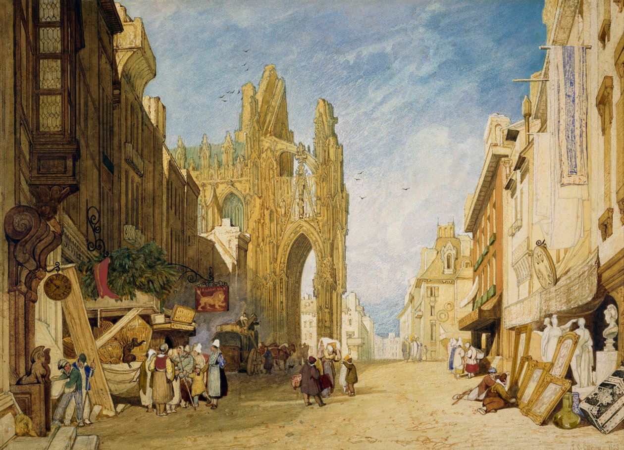 Straatscène in Alençon, Normandië door John Sell Cotman