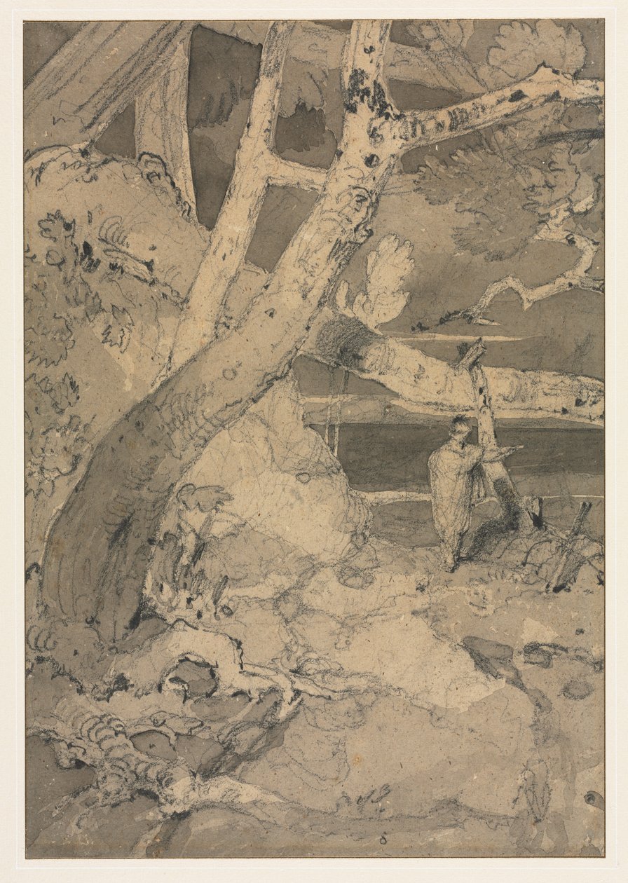 Reiziger in een Boslandschap door John Sell Cotman