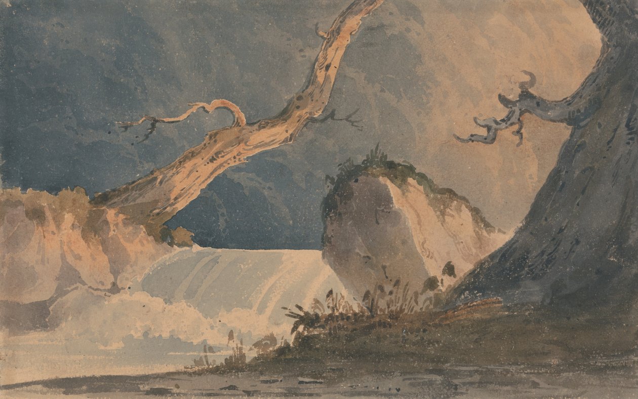 Waterval in een verlaten landschap door John Sell Cotman