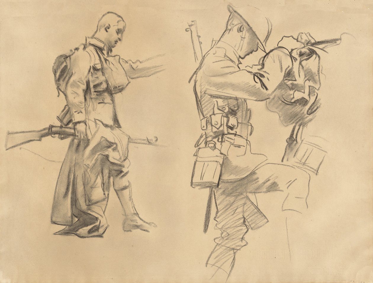 Studies voor Gassed [recto] door John Singer Sargent
